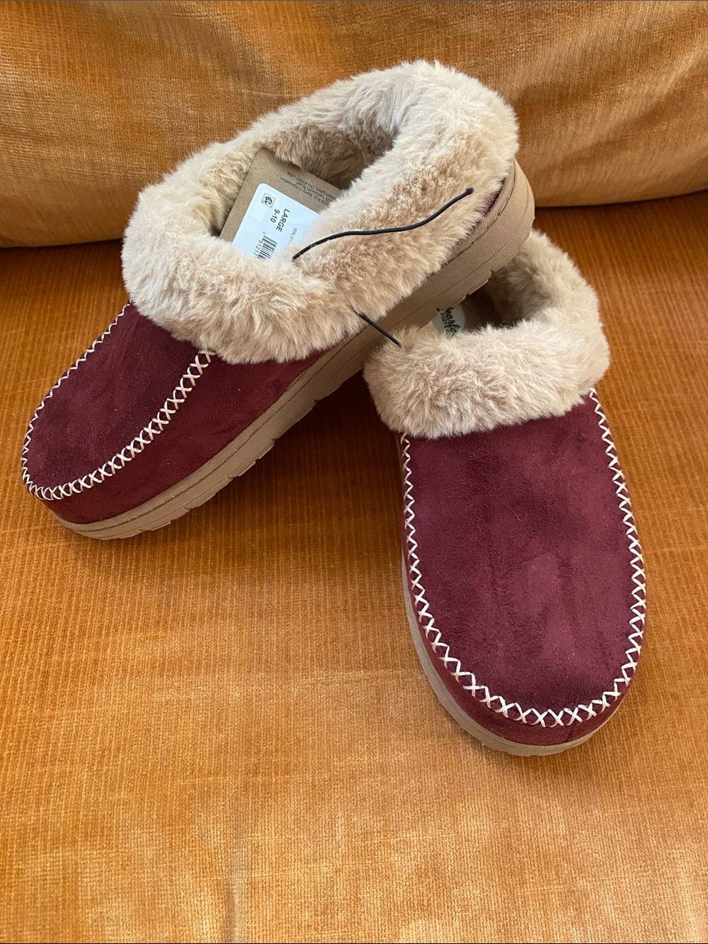 NWT Dearfoams Berry Gel Memory Foam Round Toe Slippers Moccasins Clog Size 9-10